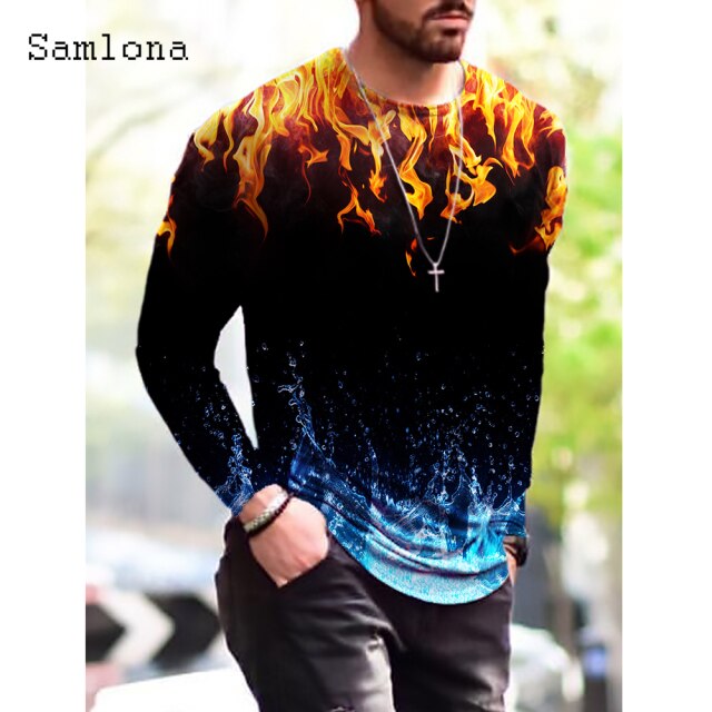 Plus Size 3xl Mens Fashion T-shirt Long Sleeve 3D Print Tops Streetwear Masculinas 2021 Autumn Casual Pullovers Men Tees Shirt