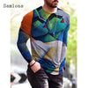 Plus Size 3xl Mens Fashion T-shirt Long Sleeve 3D Print Tops Streetwear Masculinas 2021 Autumn Casual Pullovers Men Tees Shirt