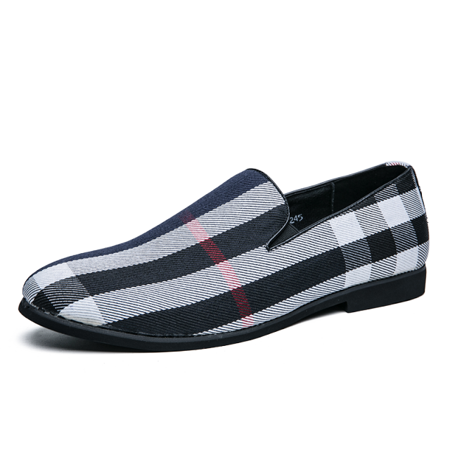 New Mens Dress Shoes Stripe Patchwork Leather Shoe Fashion Handmade Wedding Party Shoes Men Loafers Oxford Shoes Men  Big Size