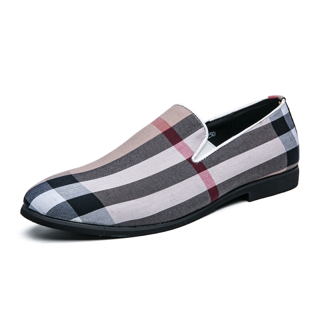 New Mens Dress Shoes Stripe Patchwork Leather Shoe Fashion Handmade Wedding Party Shoes Men Loafers Oxford Shoes Men  Big Size