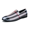 New Mens Dress Shoes Stripe Patchwork Leather Shoe Fashion Handmade Wedding Party Shoes Men Loafers Oxford Shoes Men  Big Size