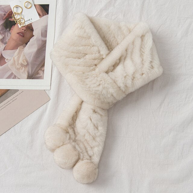 ZDFURS* rex rabbit fur double-sided woven fur scarf women to keep warm in winter real fur collar fur collar