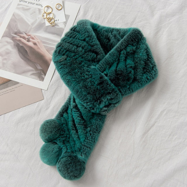 ZDFURS* rex rabbit fur double-sided woven fur scarf women to keep warm in winter real fur collar fur collar