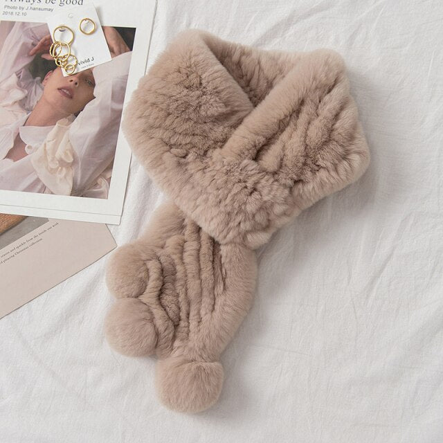 ZDFURS* rex rabbit fur double-sided woven fur scarf women to keep warm in winter real fur collar fur collar