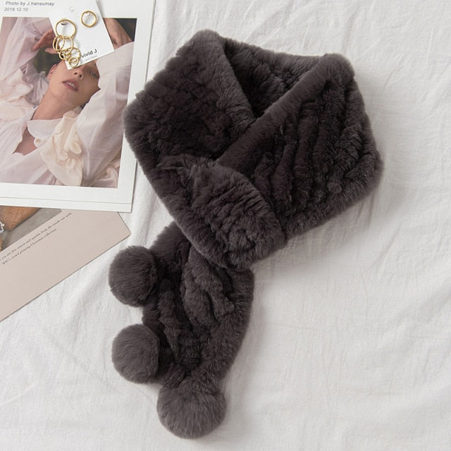 ZDFURS* rex rabbit fur double-sided woven fur scarf women to keep warm in winter real fur collar fur collar