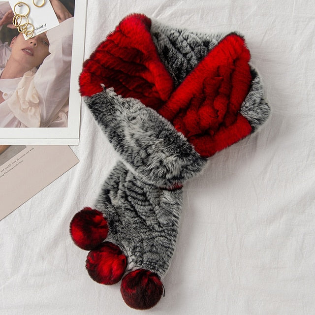 ZDFURS* rex rabbit fur double-sided woven fur scarf women to keep warm in winter real fur collar fur collar