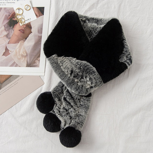 ZDFURS* rex rabbit fur double-sided woven fur scarf women to keep warm in winter real fur collar fur collar