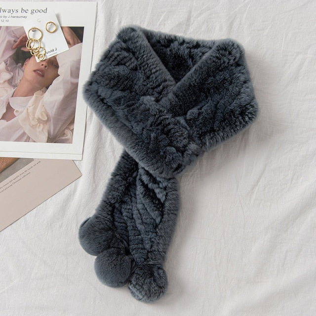 ZDFURS* rex rabbit fur double-sided woven fur scarf women to keep warm in winter real fur collar fur collar