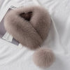 ZDFURS*Korean Style New Fox Fur Scarf Female Winter Warm Real Fur Mufflers Scarfs with 10cm Fox Pompoms Magnet Fashion scarves