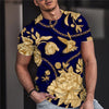 2021 European and American new men's casual round neck short-sleeved digital printing Slim pullover men's T-shirt