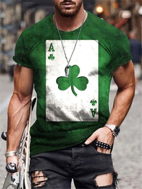2021 European and American new men's casual round neck short-sleeved digital printing Slim pullover men's T-shirt