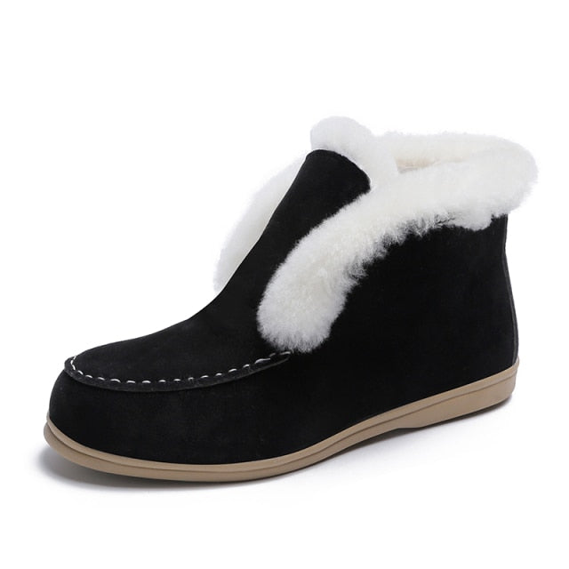 2021 Fashin Ankle Boots For Women Suede-leather Boots Fur Shoes Warm Winter Boots Slip-on Comfortable and Light Snow Boots