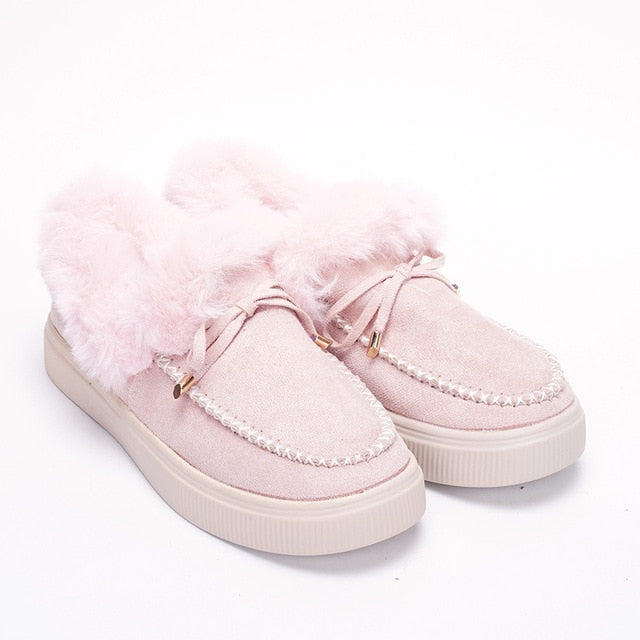 Winter Women Boots 2021 Casual Slip On Ladies Boots Fluffy Plush Platform Snow Boots Outdoor Fur Warm Flat Shoes Botas De Mujer