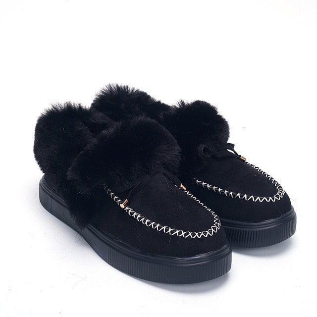 Winter Women Boots 2021 Casual Slip On Ladies Boots Fluffy Plush Platform Snow Boots Outdoor Fur Warm Flat Shoes Botas De Mujer