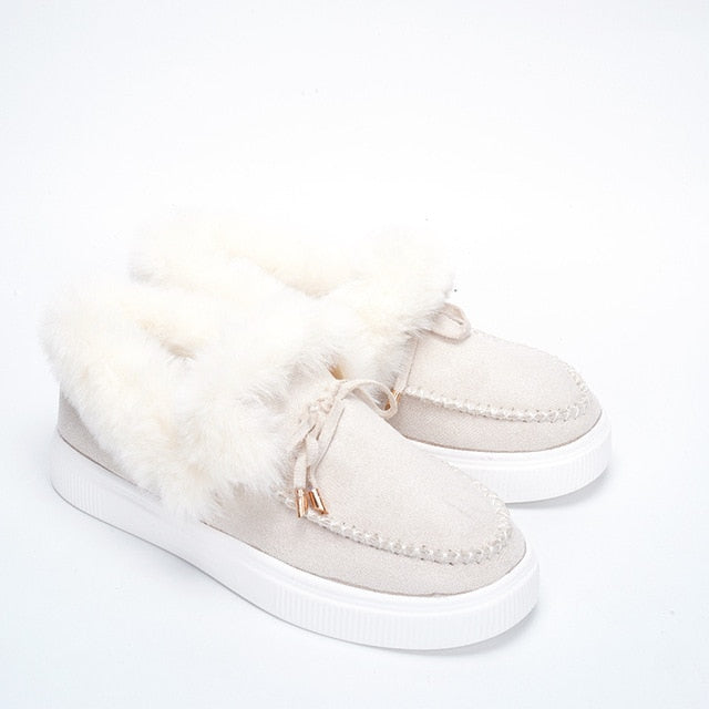 Winter Women Boots 2021 Casual Slip On Ladies Boots Fluffy Plush Platform Snow Boots Outdoor Fur Warm Flat Shoes Botas De Mujer