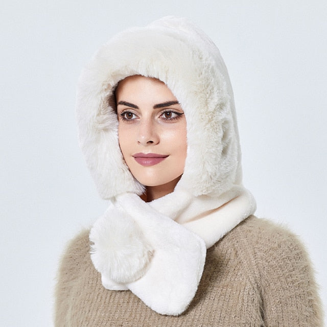Mink Fur Hat Winter Women Thicken Warm Cap Hooded Girl Outdoor Ski Windproof Gorro Russia Soft Ear Protection Fluffy Beanies