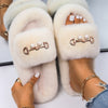 Women Faux Fur Slides Furry Fur Slippers Fluffy Flip Flops Slip on Flats Cute Ladies House Plush Slippers Home Cozy Warm Shoes