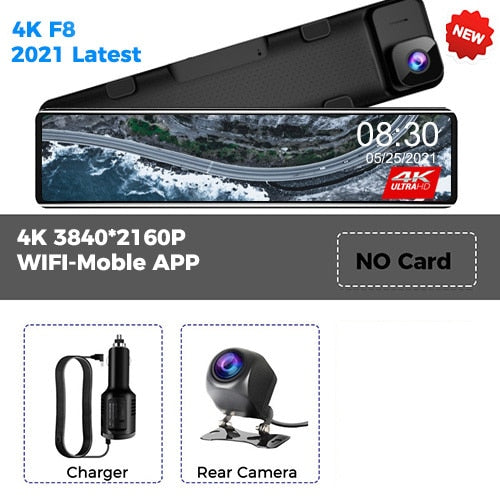 Car DVR Rear View Mirror Recorder 4K Video 12 Inch Dash Cam WIFI GPS Track Sony IMX415 Ultra HD 3840*2160P Camera for Phone App