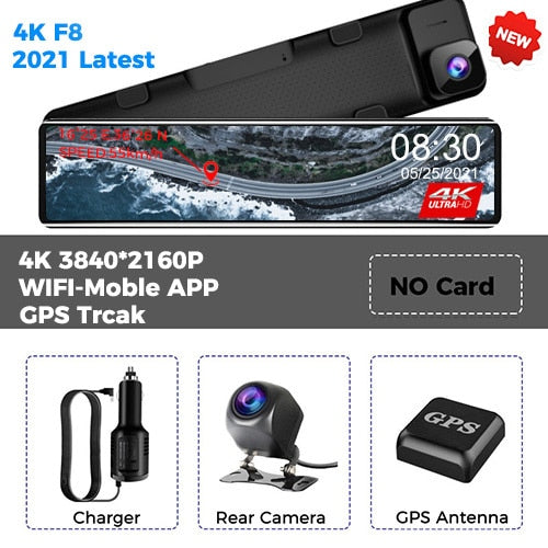 Car DVR Rear View Mirror Recorder 4K Video 12 Inch Dash Cam WIFI GPS Track Sony IMX415 Ultra HD 3840*2160P Camera for Phone App