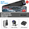 Car DVR Rear View Mirror Recorder 4K Video 12 Inch Dash Cam WIFI GPS Track Sony IMX415 Ultra HD 3840*2160P Camera for Phone App