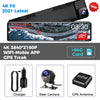 Car DVR Rear View Mirror Recorder 4K Video 12 Inch Dash Cam WIFI GPS Track Sony IMX415 Ultra HD 3840*2160P Camera for Phone App