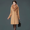 Women Wool Blends Coat Winter Autumn 2021 FashionSlim Mother Fur Collar Woolen Jacket Long Outerwear Tops Female Size M-3XL