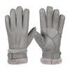 Leather Fur Sheepskin Gloves Fashion Men Winter Autumn Warm Thermal Wool Fleece Snow Mittens Outdoor Five Finger Wrist Gloves