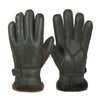 Leather Fur Sheepskin Gloves Fashion Men Winter Autumn Warm Thermal Wool Fleece Snow Mittens Outdoor Five Finger Wrist Gloves