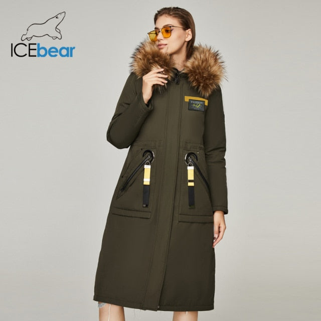 ICEbear 2021 ladies tooling to overcome the winter new hooded cotton jacket thickened extreme cold and warm school to M8205