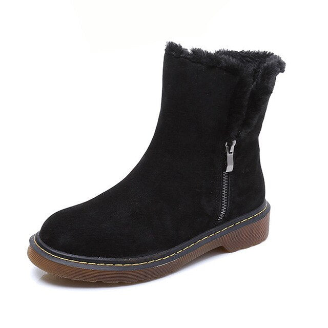 Snow boots basic 2021 square heels winter shoes women boots fashion warm plush solid ankle boots women shoes botas mujer