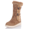 DORATASIA Big Size 34-43 New Female Winter Warm Plush Snow Boots Fashion Buckle Faux Fur Boots Women Casual Wedges Shoes Woman