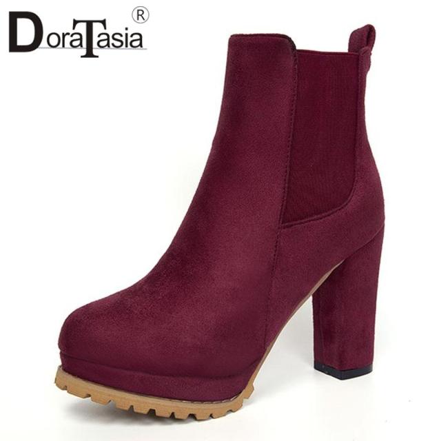 DORATASIA Brand New Female INS Hot Platform Ankle Boots Fashion Thick High Heels Boots Women Party Sexy Elegant Shoes Woman