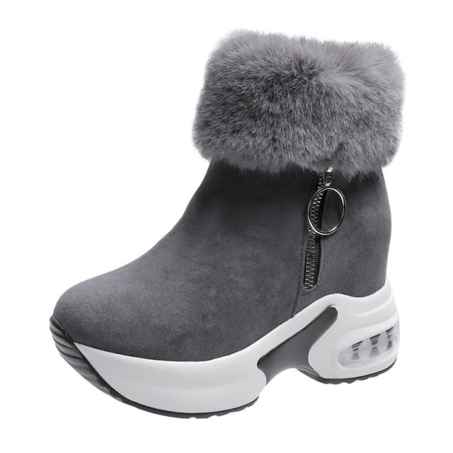 Women's boots 2021 new women's suede and cotton warm women's shoes short boots fashion high-heeled non-slip black women's boots