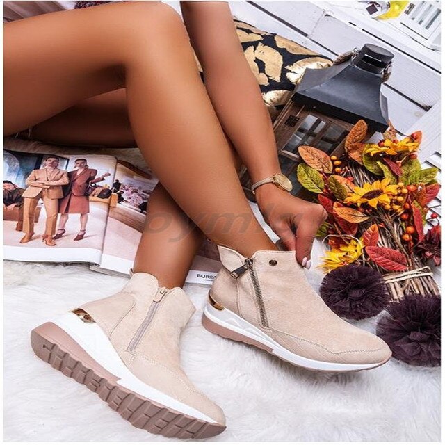 Plus Size Warm Plush Winter Boots Chunky Sneakers Ankle Boots Women Shoes Woman  Zipper Buckle Thick Sole Platform Zapatos Mujer