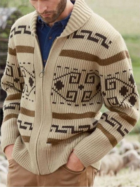 Newest Casual Winter Blue Mens Cardigan Sweater Jacket Fashion Knitted Sweaters Lapel Autumn Streetwear Zipper Sweater Coat Tops