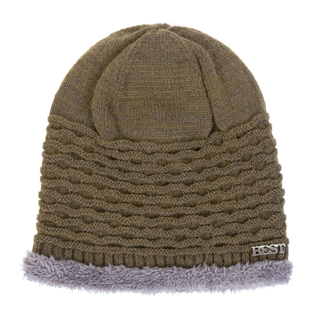 Hat Men's New Autumn And Winter Plus Velvet Thick Warm Knitted Hat Winter European And American Woolen Hat Outdoor Hat