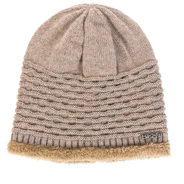 Hat Men's New Autumn And Winter Plus Velvet Thick Warm Knitted Hat Winter European And American Woolen Hat Outdoor Hat