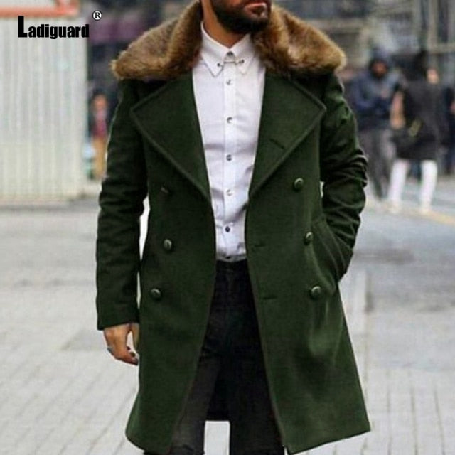 2021 Mens Double Breasted Wool & Blend Coats Autumn Lapel Collar retro Jacket Freeze Velvet Outerwear Sexy Fashion Long Overcoat