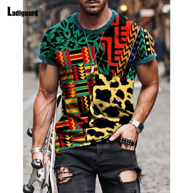 Garmenting Plus Size Mens Top clothing Fashion 3D Print T-shirt 2021 New Summer Casual Pullovers Round Neck Tees Shirt Man 5XL