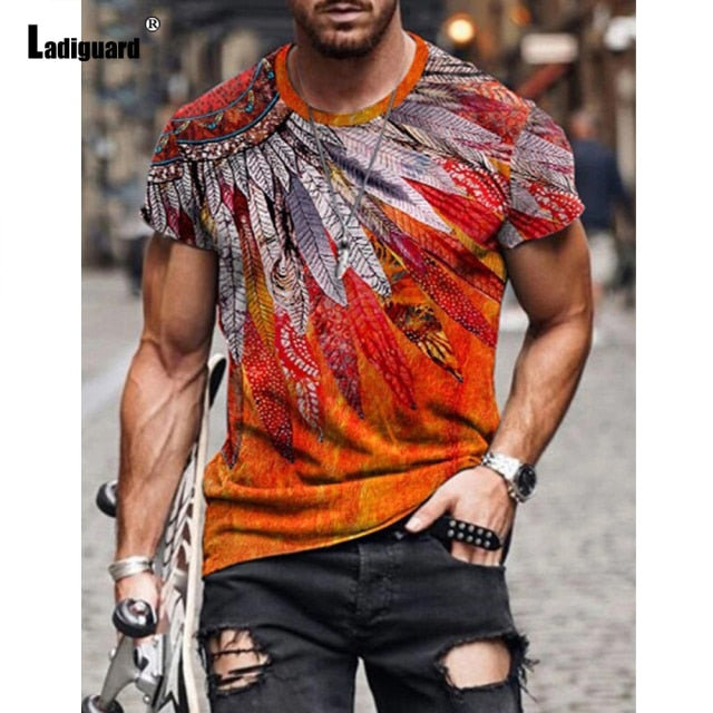 Garmenting Plus Size Mens Top clothing Fashion 3D Print T-shirt 2021 New Summer Casual Pullovers Round Neck Tees Shirt Man 5XL