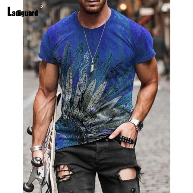 Garmenting Plus Size Mens Top clothing Fashion 3D Print T-shirt 2021 New Summer Casual Pullovers Round Neck Tees Shirt Man 5XL
