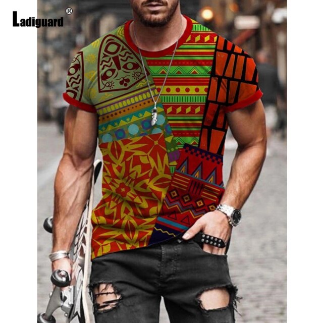 Garmenting Plus Size Mens Top clothing Fashion 3D Print T-shirt 2021 New Summer Casual Pullovers Round Neck Tees Shirt Man 5XL