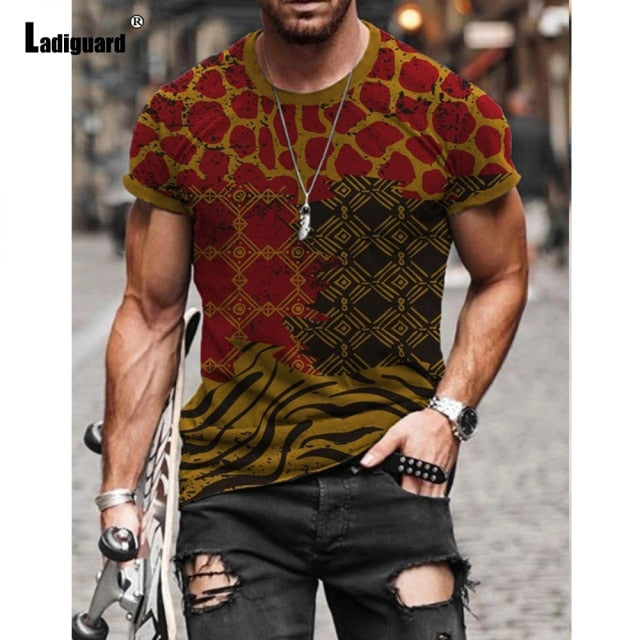 Garmenting Plus Size Mens Top clothing Fashion 3D Print T-shirt 2021 New Summer Casual Pullovers Round Neck Tees Shirt Man 5XL
