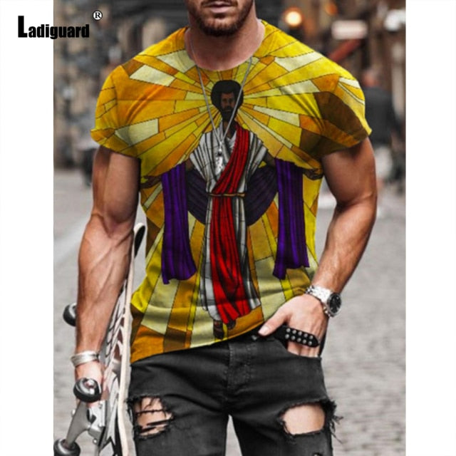 Garmenting Plus Size Mens Top clothing Fashion 3D Print T-shirt 2021 New Summer Casual Pullovers Round Neck Tees Shirt Man 5XL