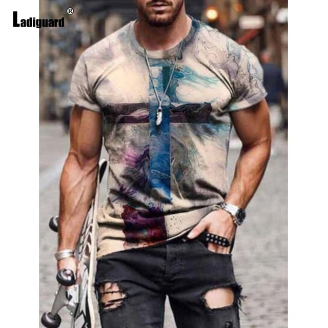 Garmenting Plus Size Mens Top clothing Fashion 3D Print T-shirt 2021 New Summer Casual Pullovers Round Neck Tees Shirt Man 5XL