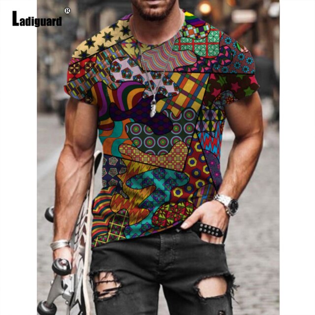 Garmenting Plus Size Mens Top clothing Fashion 3D Print T-shirt 2021 New Summer Casual Pullovers Round Neck Tees Shirt Man 5XL