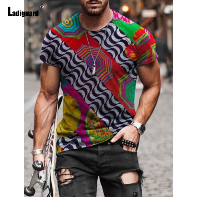 Garmenting Plus Size Mens Top clothing Fashion 3D Print T-shirt 2021 New Summer Casual Pullovers Round Neck Tees Shirt Man 5XL