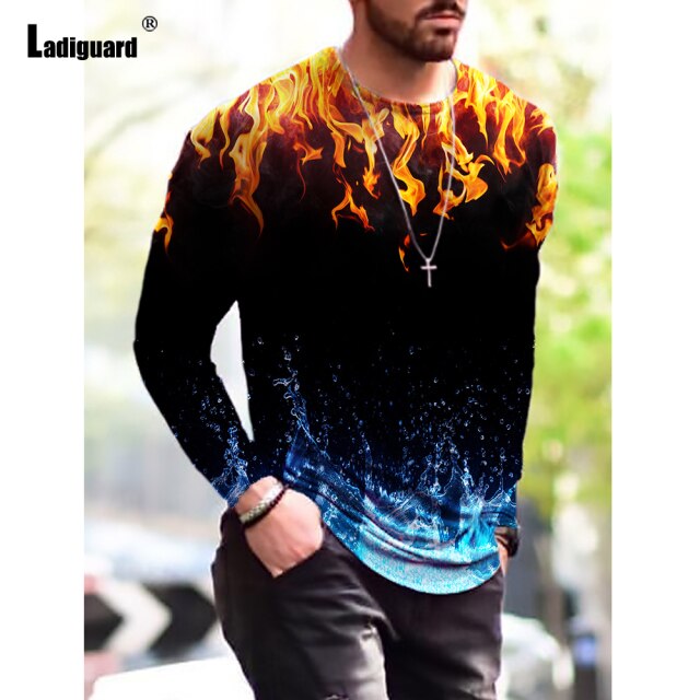Sexy Mens clothing Basic Top Plus Size 3xl Men Fashion 3D Print T-shirt 2021 Summer Casual Pullovers Male Long Sleeve Tees Shirt