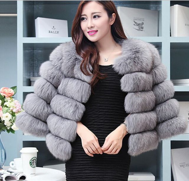 Wholesale Women's Imitation Fox Fur Coat Furry Luxury Faux Fur Coat New Winter Thick Warm Overcoat Fashion Outwear Drop Shipping