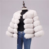 Elegant Solid Faux Fox Fur Coat Women Winter Fashion Medium Long Artifical Fox Fur Coat Warm Fake Fox Fur Coats Female